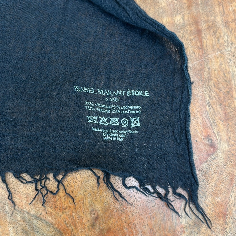 Isabel Marant Étoile Black Fringed Scarf - Picture 8 of 8